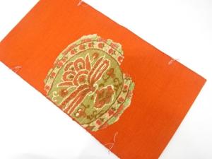 未使用品　手織り紬　花更紗模様織り出し　名古屋帯